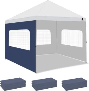 Sunshade Sidewall with Mesh Window for 10x10 Pop Up Canopy - Straight Leg, Outdoor Instant Canopy Sidewalls, 3 Packs (10 x 10, Navy with Silver Coating)