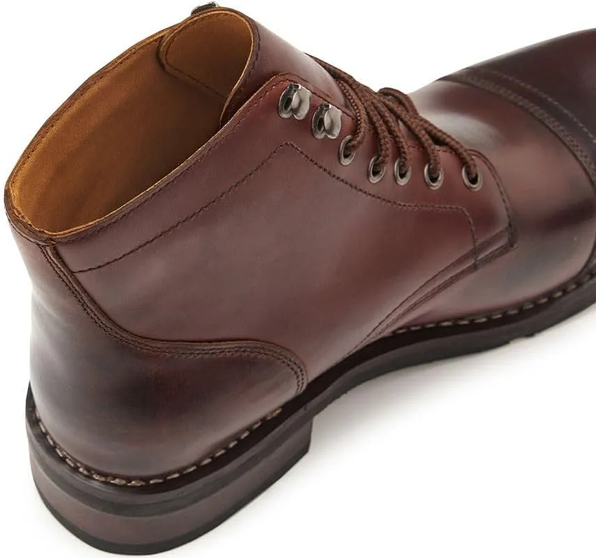 SUREWAY 6 Inch Men's Lace-up Ankle Boot - Cap Toe, Captain Genuine Leather Lace up Chukka Boots for Men,Classic Comfort Oxford Style Footwear