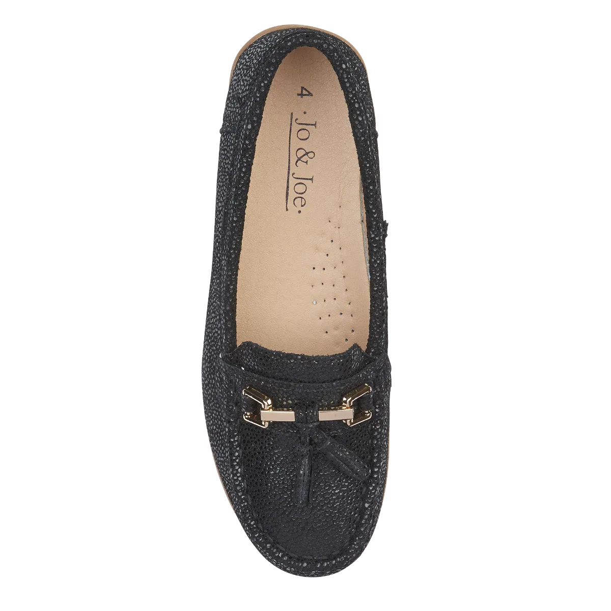 Tahiti Shimmer Suede Loafer Black
