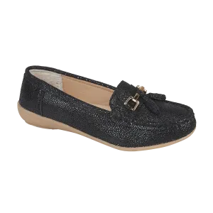 Tahiti Shimmer Suede Loafer Black