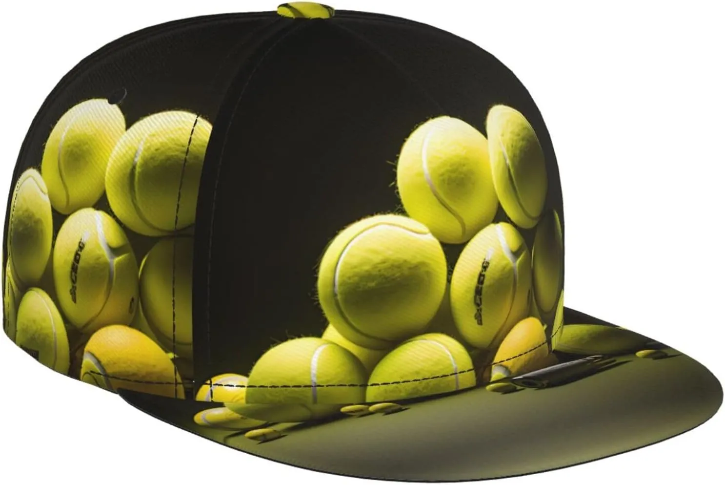 Tennis Diagram Outdoor Sports Baseball Cap, Daily Sports Adjustable Fashionable Flat Brim hat, Unisex Four-Season Outdoor Sports Cap, Black