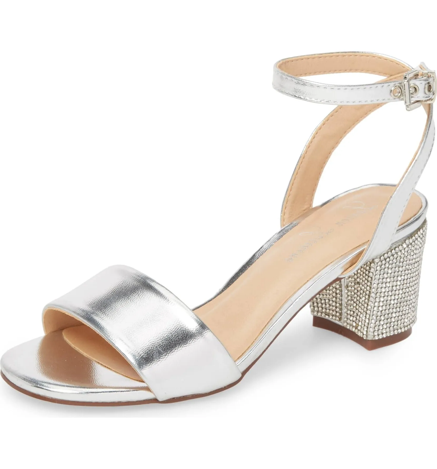 Toe Silver Jamie Open Sandal Formal Dress Low Block Time-saving Heel Lauren Pumps Lorraine Only today
