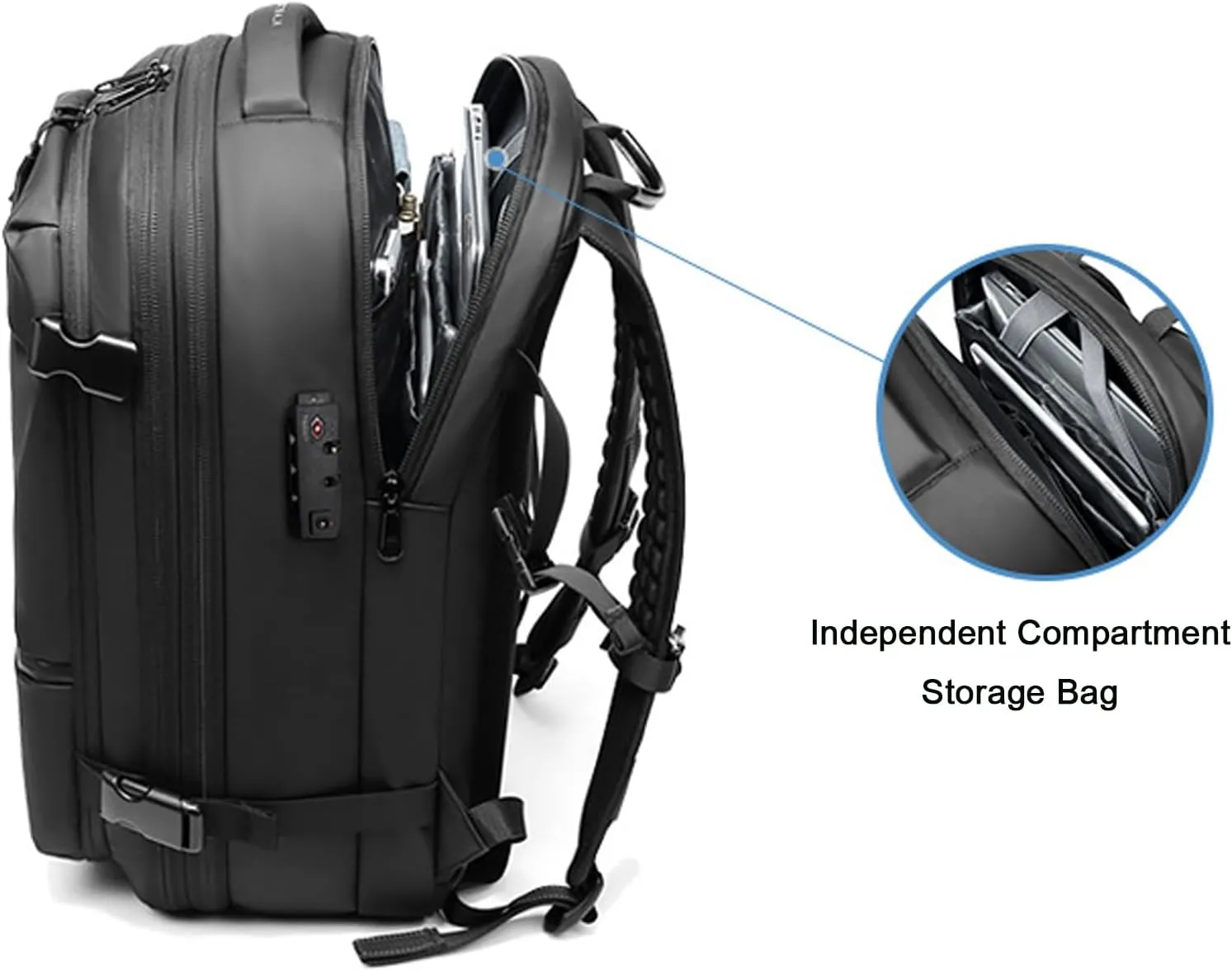 Velouette Mochila De Viaje mit Pumpe, 60L Veloussette Prestige Space Bag, 2025 Expandable Reise Business Backpack (Bag, Black)