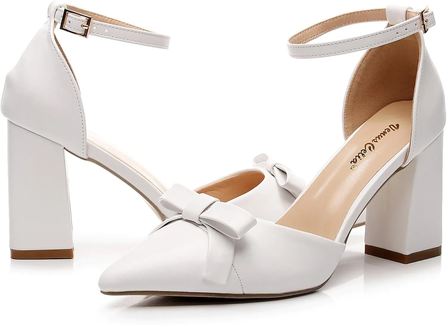 VenusCelia Women's Brightest Strap Pump Block Heel Shoe