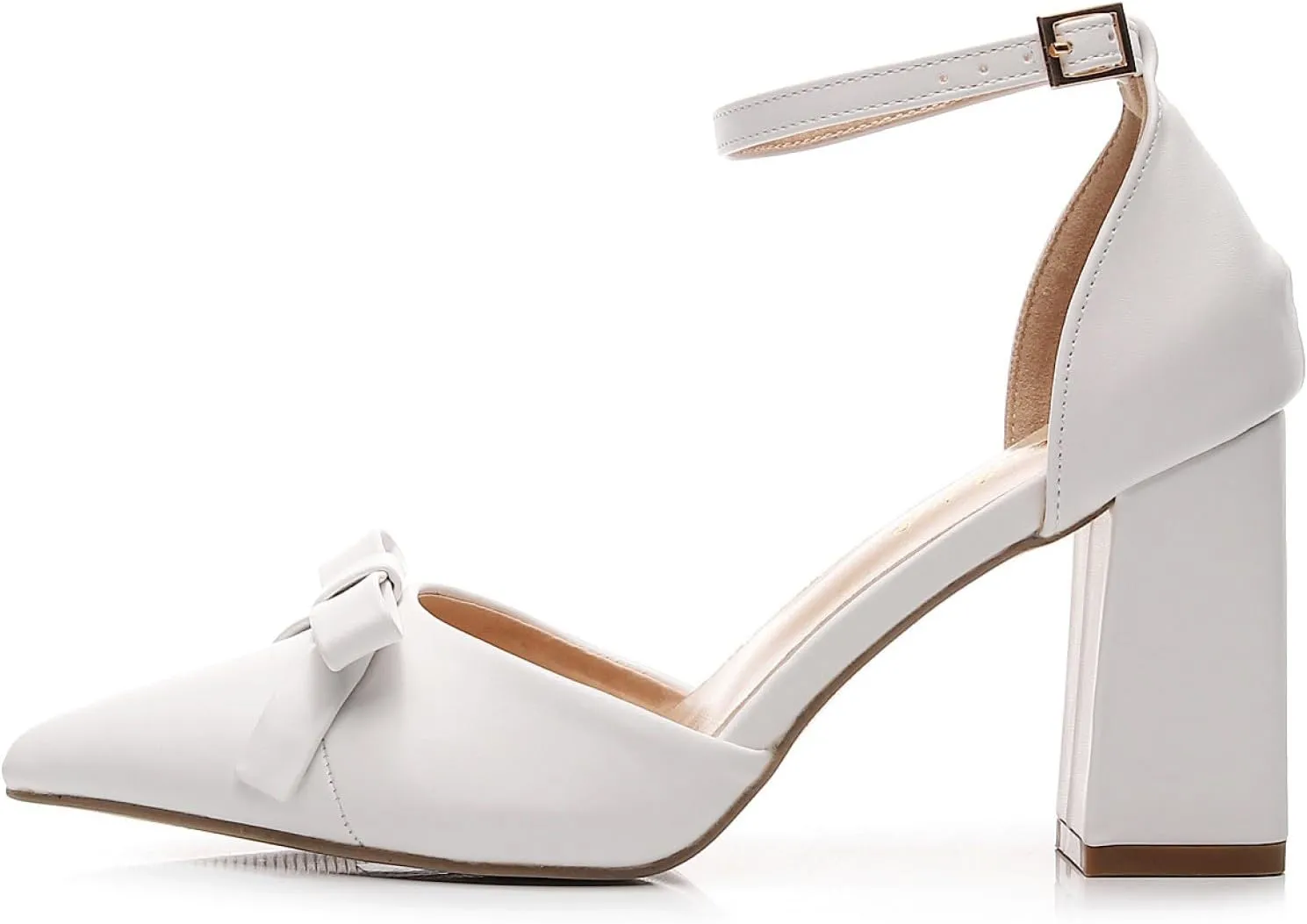 VenusCelia Women's Brightest Strap Pump Block Heel Shoe