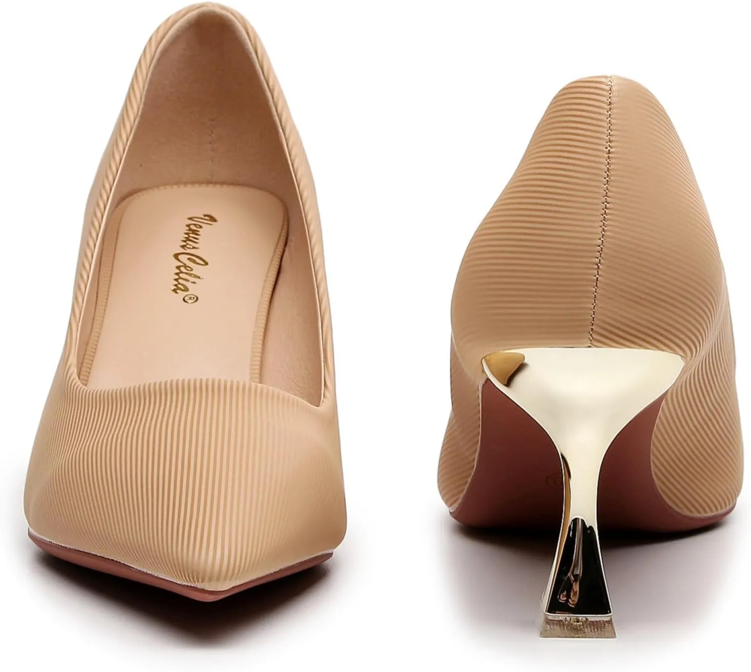 VenusCelia Women's Golden-Sun Pump Stiletto Heel Shoe