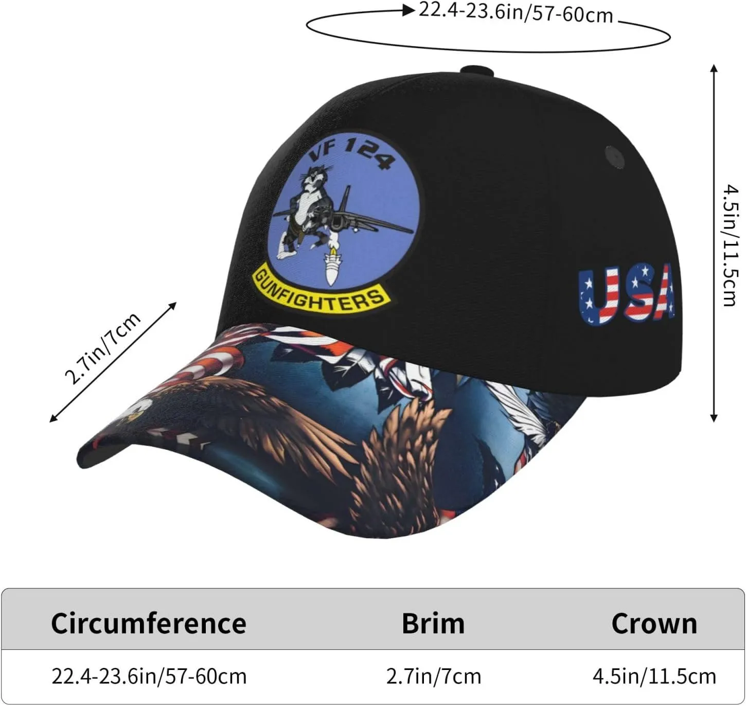 Vf-124 Squadron Hat Adjustable Baseball Cap for Men Women Dad Hat
