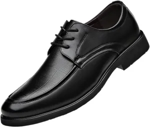 Vintage Men Dress Oxford Formal Shoes Vegan Leather Lace Up Cap Toe Design Casual Anti-Slip Non Slip Rubber Sole Block Heel Shoe