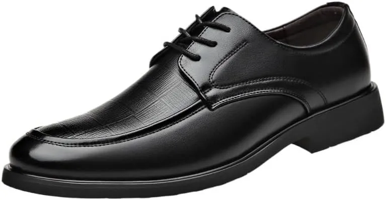 Vintage Men Dress Oxford Formal Shoes Vegan Leather Lace Up Cap Toe Design Casual Anti-Slip Non Slip Rubber Sole Block Heel Shoe