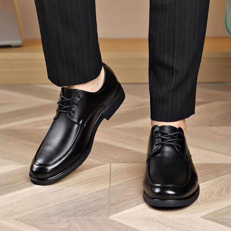 Vintage Men Dress Oxford Formal Shoes Vegan Leather Lace Up Cap Toe Design Casual Anti-Slip Non Slip Rubber Sole Block Heel Shoe