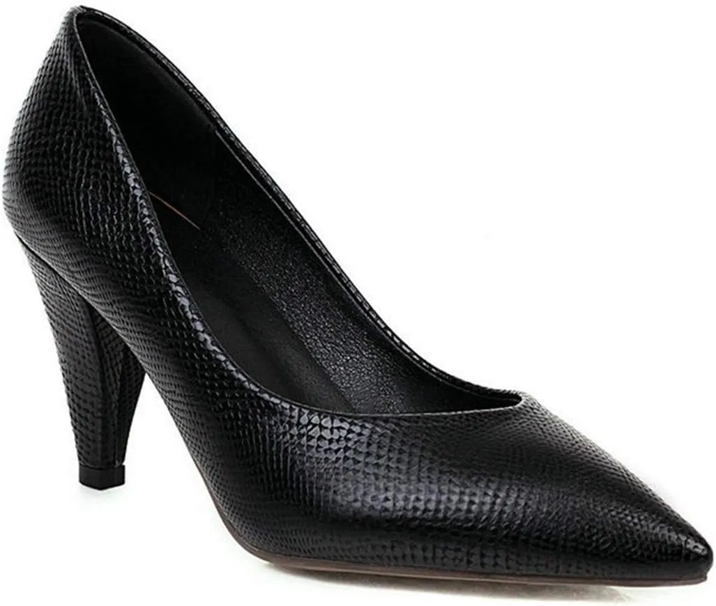 VOKLIN Women's Fashion Pointed Toe Comfy Kitten Low Heels Pumps Slip On Formal Work Office Dress Pump Shoes
