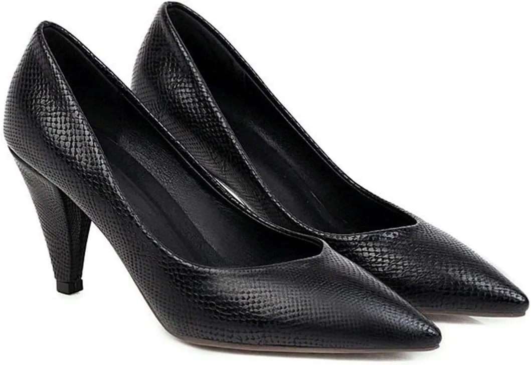 VOKLIN Women's Fashion Pointed Toe Comfy Kitten Low Heels Pumps Slip On Formal Work Office Dress Pump Shoes