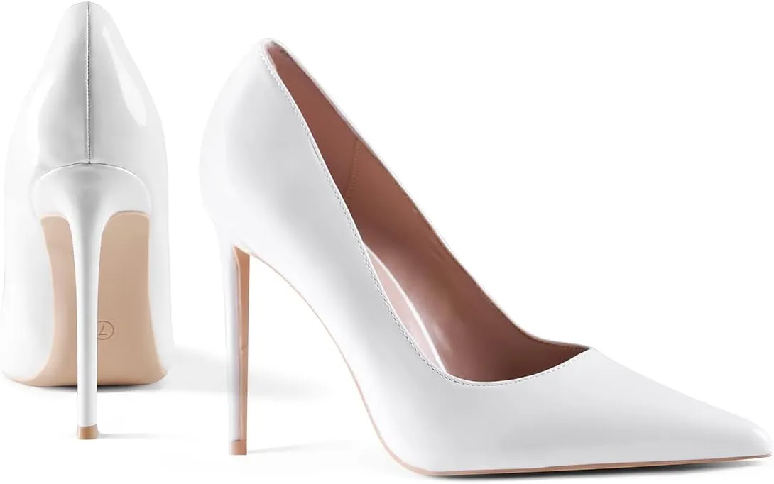 Women High Heels,3.94 inch/10cm Stiletto Pumps Sexy Pointed Toe Patent Leather Slip On High Heel Dress Evening Party Pump Shoes