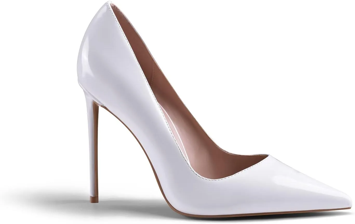 Women High Heels,3.94 inch/10cm Stiletto Pumps Sexy Pointed Toe Patent Leather Slip On High Heel Dress Evening Party Pump Shoes