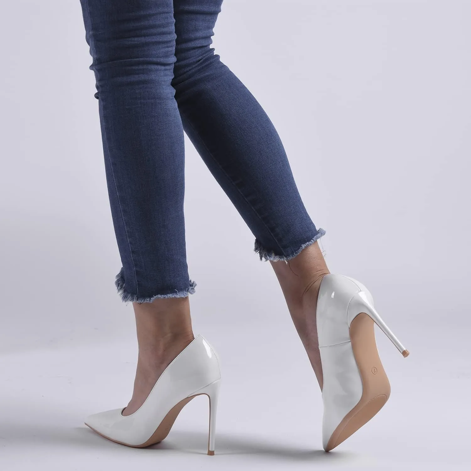 Women High Heels,3.94 inch/10cm Stiletto Pumps Sexy Pointed Toe Patent Leather Slip On High Heel Dress Evening Party Pump Shoes