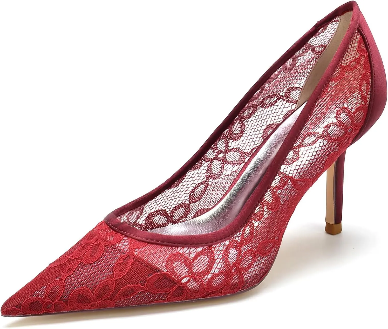 Women's Bridal Wedding Pumps - Lace Hook Flower Pointed Toe Stilettos with 3 Inch Heel, Elegant Bride & Bridesmaid Shoes for Prom, Ceremony & Reception Party