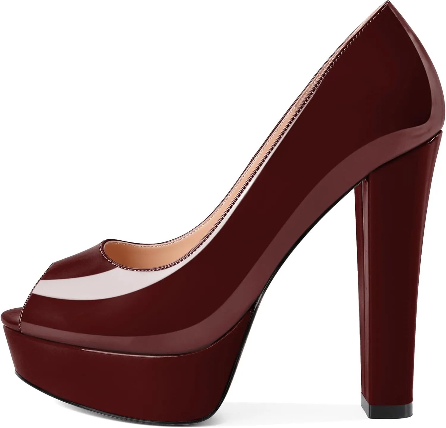 Women's High Heel Pumps Peep Toe Pump for Women Platform High Heels Chunky Block Heeled Shoes Sexy Dance Pumps 5.5 Inch Heel