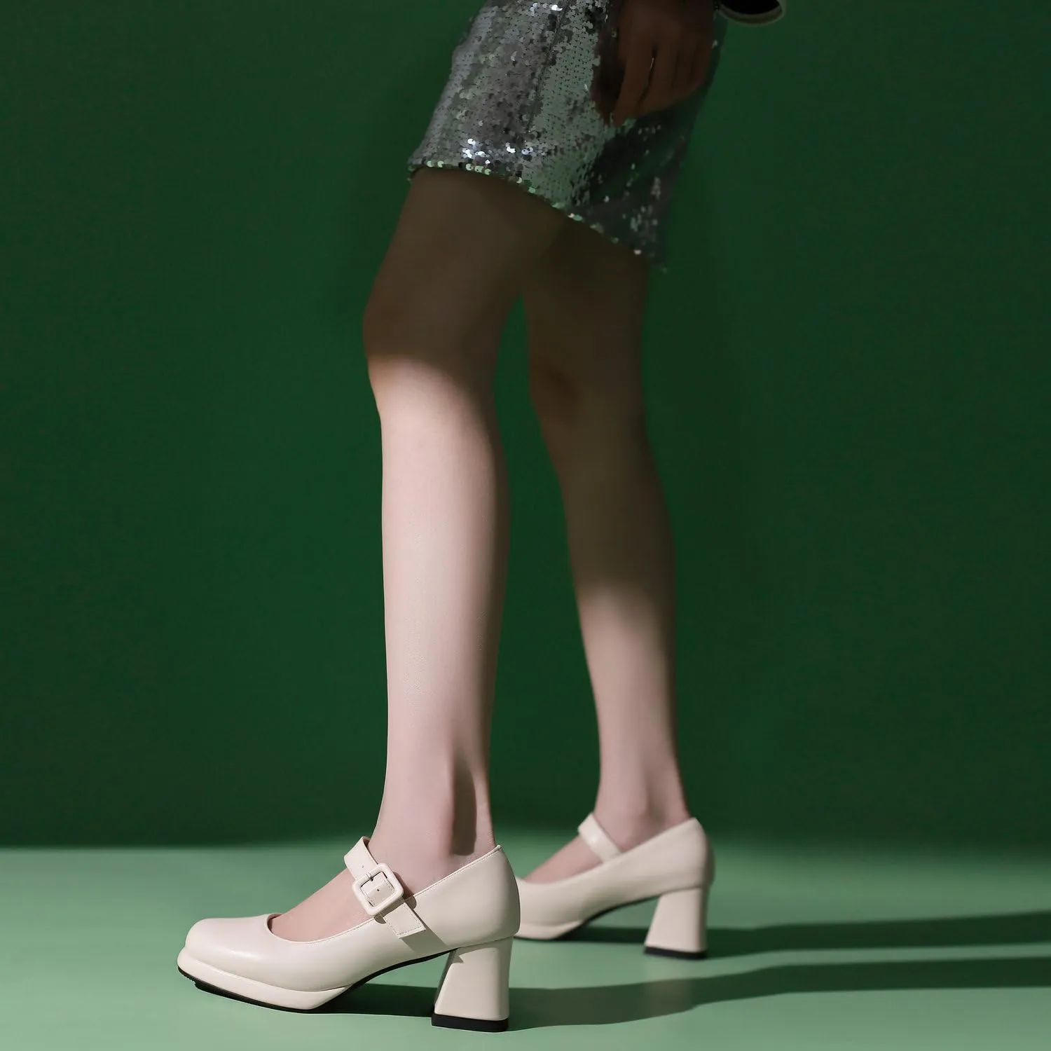 Women's Platform Mary Janes Square Toe Chunky Block Heel Ankle Strap Pump Shoes