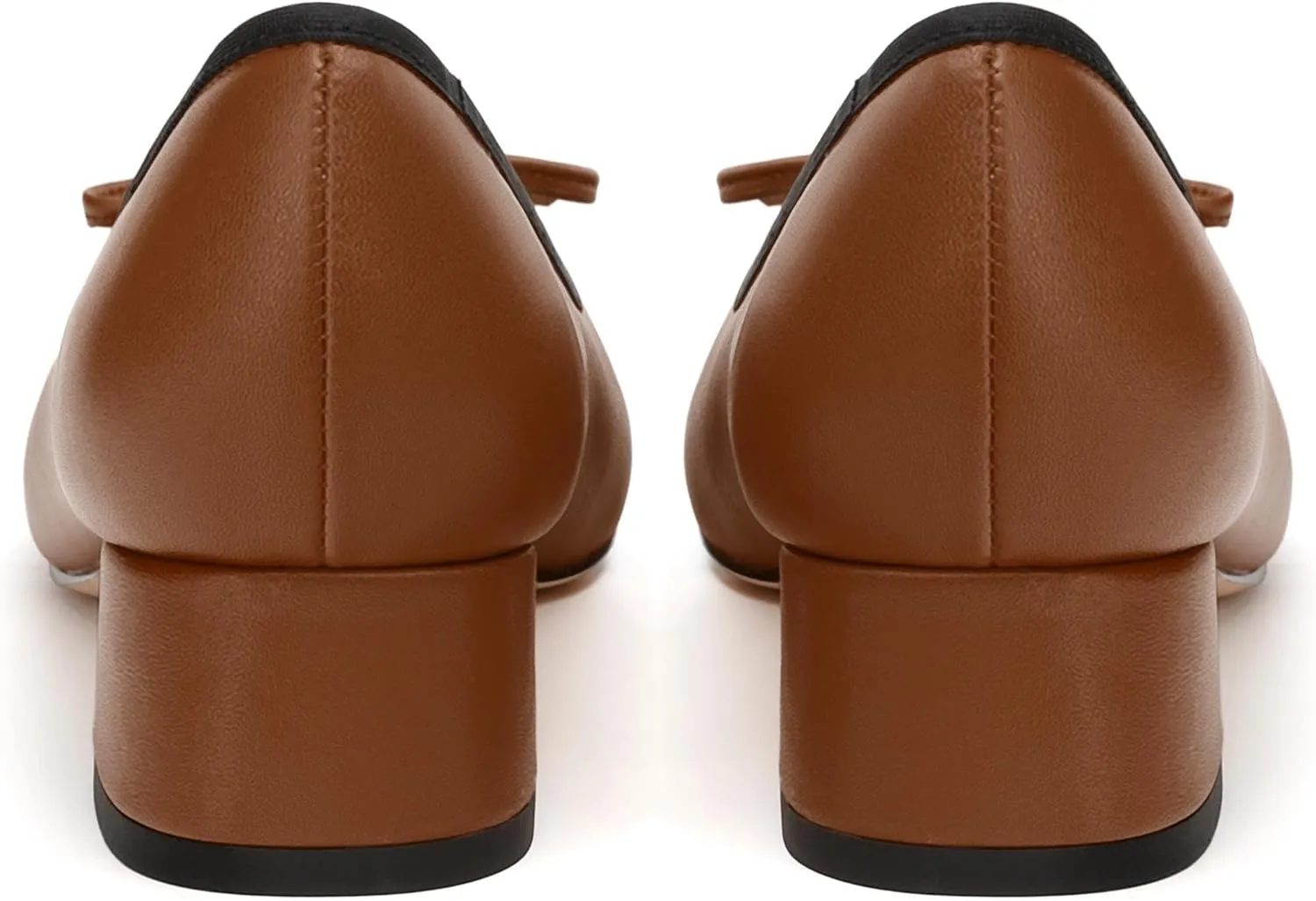 Womens Pumps, Square Toe Low Block Heel Pumps for Women, Leather Insole Comfort Daily Pump Shoes with Bow Tie 1.3"
