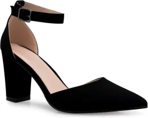 Women's Sexy D'Orsay Ankle Strap Pointed Toe Block Heel Pump - Classic, Comfortable