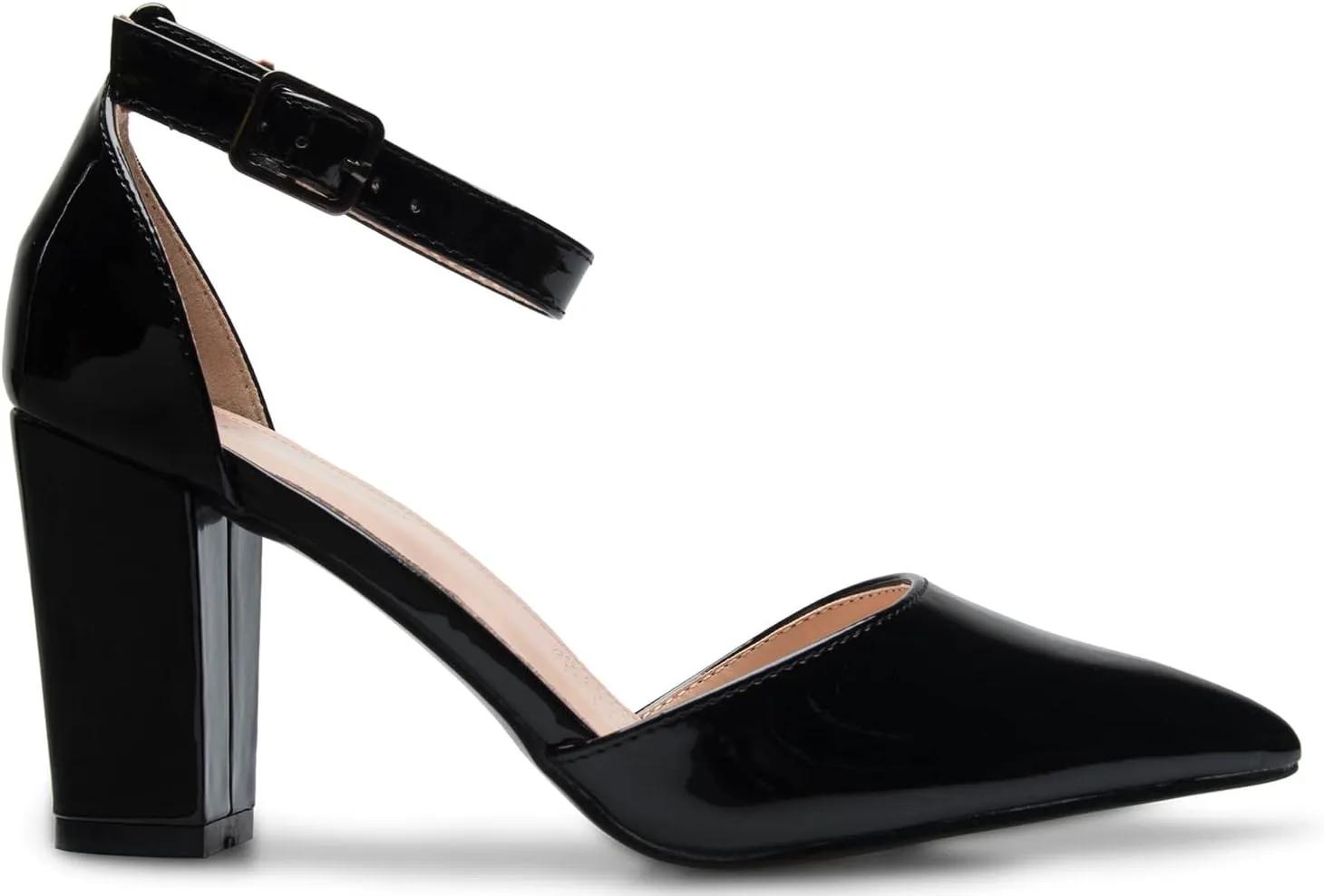 Women's Sexy D'Orsay Ankle Strap Pointed Toe Block Heel Pump - Classic, Comfortable