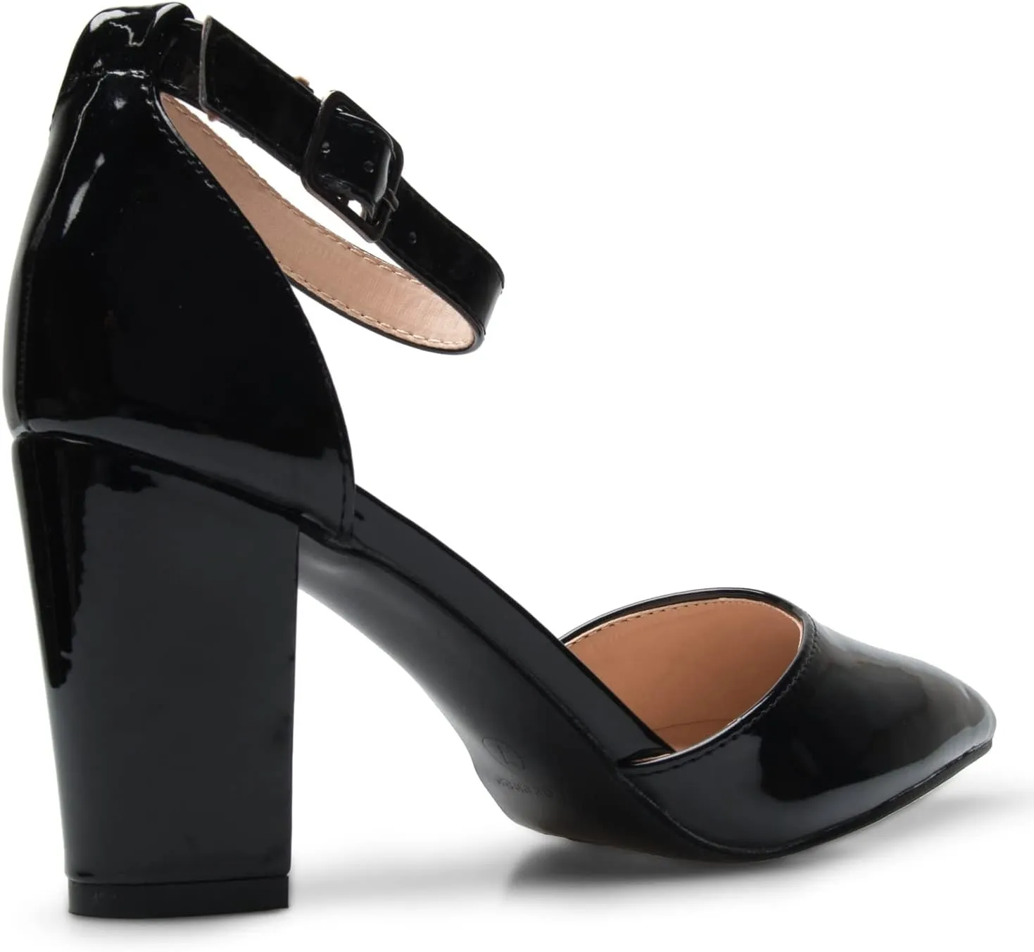 Women's Sexy D'Orsay Ankle Strap Pointed Toe Block Heel Pump - Classic, Comfortable