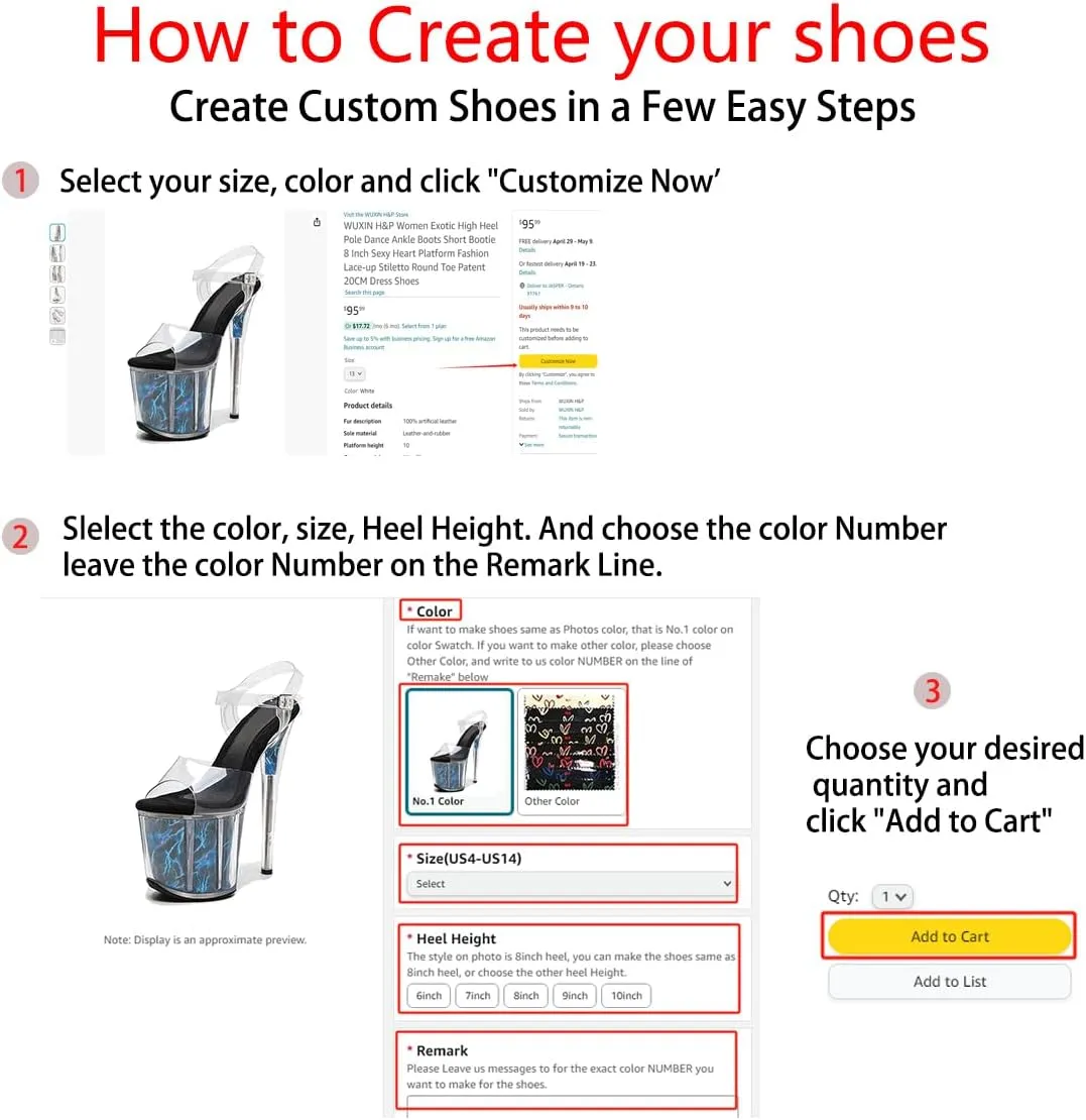 WUXIN H&P Women's Exotic High Heel Sandal 8 Inch Mirror Round Toe Platform Hollow Fashion Model Sexy Stiletto Custom Pole Dance Ankle-Strap Dress shoes
