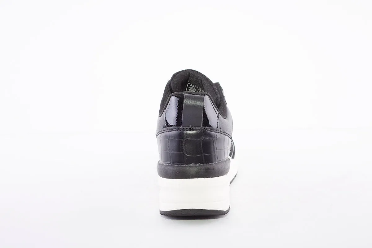 XTI - 43122 LACED WEDGE FASHION TRAINER - BLACK COMBI