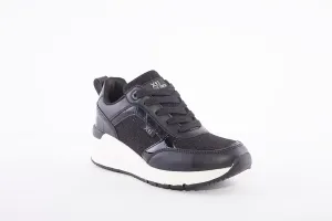 XTI - 43122 LACED WEDGE FASHION TRAINER - BLACK COMBI