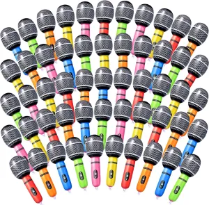 Zhanmai 120 Pcs Inflatable Microphones Blow up Assorted Colors Inflatable Microphone Props Plastic Toys for Musical Concert Themed Party Birthday Party Decoration Role Play Supplies