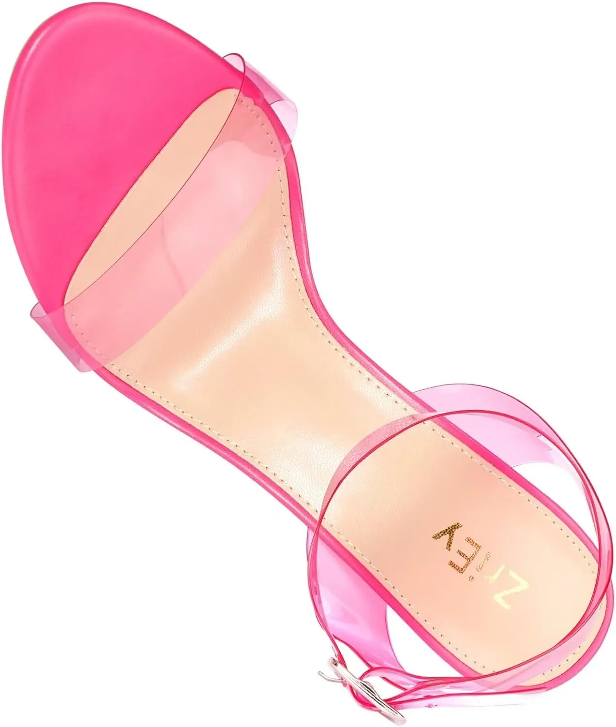 ZriEy Clear Block Sandals Chunky Heels for Women 3.35 Inch Open Toe Adjustable Ankle Strap Pump Sandals for Weddings Parties Daily Wear